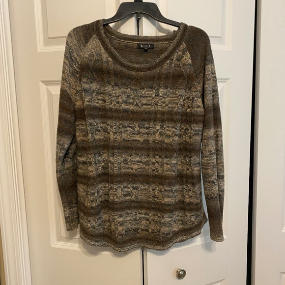 Two Sister Sweater M/L Woven in Browns and Grays - Picture 2 of 12